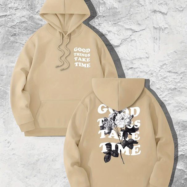 Men's Autumn And Winter Casual Fashionable Loose Hooded Sweatshirt, Flower Print Warm Long Sleeved Pullover_viptrois.com