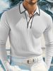 2026 Men's Long-Sleeved Shirt With Solid Collar, Plaid Pattern, Loose And Breathable Business Casual Polo Shirt_viptrois.com