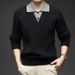 Two-Piece Sweater Autumn Winter Inner Collar Men's Business Casual Base Shirt Knitted Top_viptrois.com