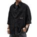 CT Work Shirt Spring Autumn Large Size Loose Trendy Casual Top Solid Color Cardigan Turn-down Collar Jacket Men_viptrois.com