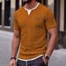 Cross-border European And American Summer Men's New Style Textured Short-sleeve Shirt With Leather Logo, Faux Two-piece_viptrois.com
