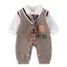 Super Cute And Fashionable Baby Clothes Spring And Autumn College Style Baby Jumpsuit Autumn Clothes Fake Two Piece Gentleman Going Out Clothes Romper_viptrois.com
