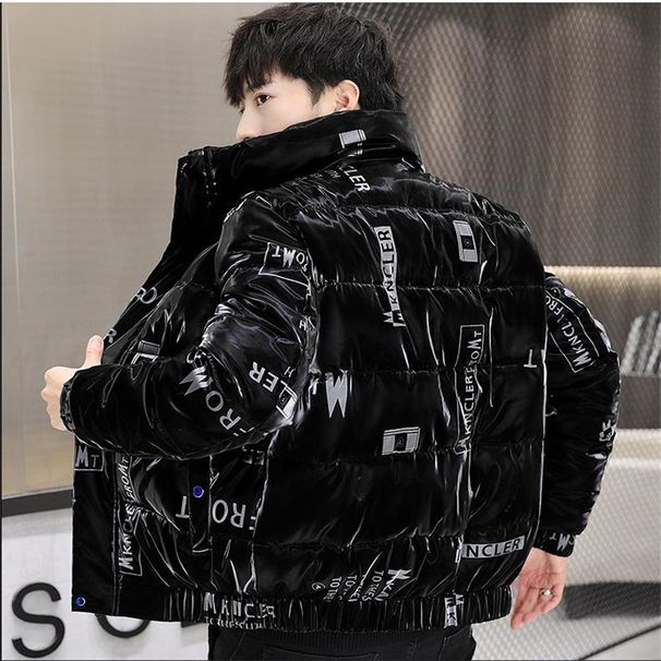 2026 Fashion Wintercoat Keep Warm Outerwear Youth/Men Stand Collar Personalized Shiny Leather Print Long Sleeve Thicken Cotton-Padded Jacket_viptrois.com