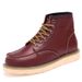 Men's Classic Martin Boots - Vintage Work Boots For Outdoor & Casual Wear - Slip-Resistant Rubber Sole - Mid-Calf Height - Brown/Black/Burgundy_viptrois.com