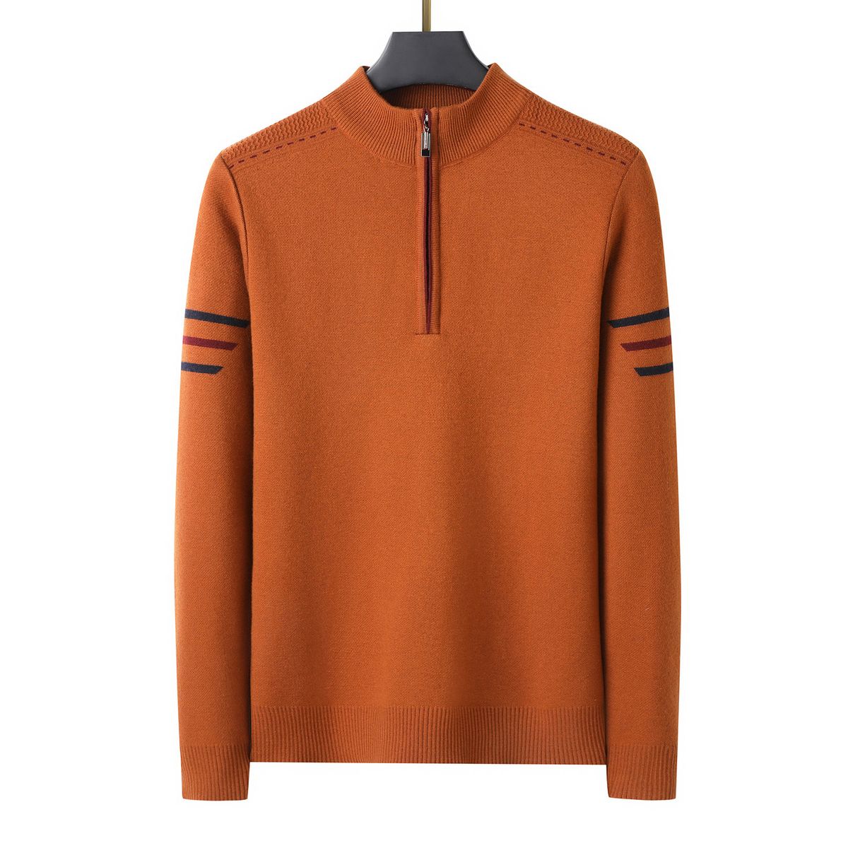 Half-zip Winter Fleece-lined Jumper For Men, High-quality Warm Crew-neck Top, Pullover, Business Casual_viptrois.com