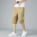 Men's Cotton Short Pants - Summer Lightweight Style, 7-inch Casual Pants, Beach-friendly Loose Large-sized Mid-length Pants_viptrois.com