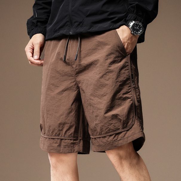 Men's Trendy Work Shorts Outdoor Loose Fit Summer Thin Ice Silk Five Point Mid Length_viptrois.com