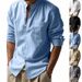 Men's Clothing Spring And Autumn Linen Shirt Long Sleeved Stand Up Collar Breathable Casual New Chinese Style Patch Pocket Shirt Men_viptrois.com