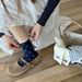 Songmu Light Retro Navy Blue "bow Knot Korean Socks Women's Mid Tube Socks Designer Pure Cotton Socks_viptrois.com