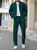Men's Zip-Up Jacket & Pants Set – Polyester Blend Slim-Fit Outerwear For Casual & Street Style (Black/Wine/Beige/Navy/Olive, S-XXXL)_viptrois.com