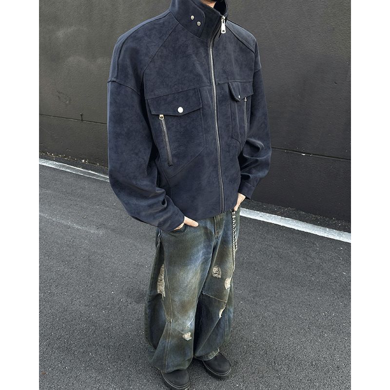 2025 Autumn Men's New Heavy-duty Leather Jacket, Fashionable And Casual Multi Pocket Jacket, Handsome And Trendy Jacket_viptrois.com