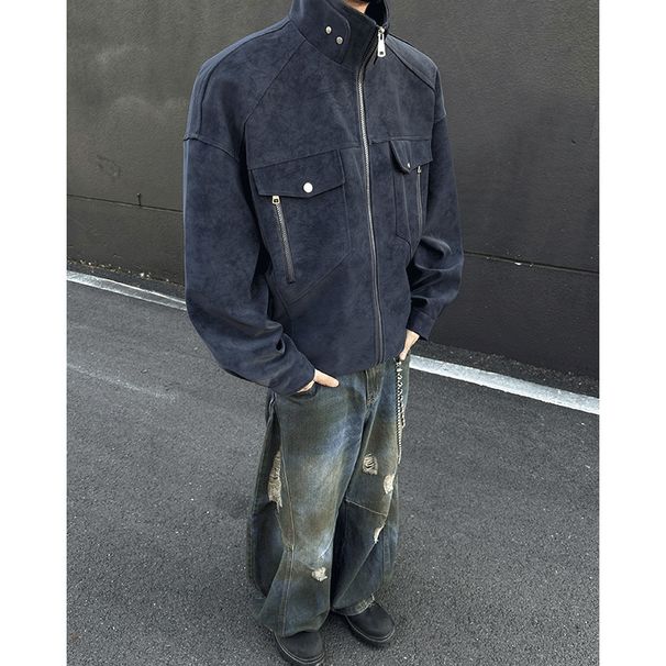 2025 Autumn Men's New Heavy-duty Leather Jacket, Fashionable And Casual Multi Pocket Jacket, Handsome And Trendy Jacket_viptrois.com