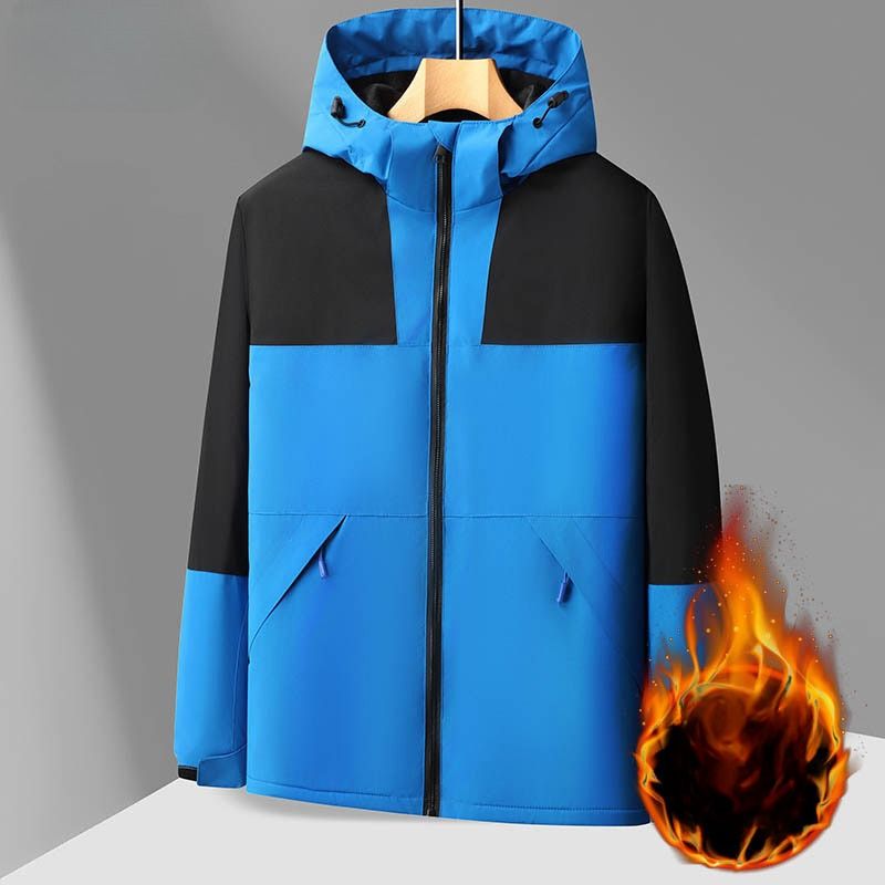 Men's Heavy Fleece Jacket – Waterproof Windproof Work Coat With Custom Embroidery (XL-5XL, PU 5000mm, Winter-Ready)_viptrois.com