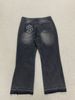 Y2K Vintage Washed Distressed Jeans Men/Women High Street American Style With Embroidery Raw Hem Relaxed Wide-Leg Fit Streetwear Denim Pants_viptrois.com