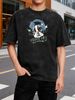 Casual Style T Shirt Dog With Headphones Volume Up Design Cotton Blend Oversized Fit For Men Women Streetwear Fashion_viptrois.com