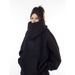 Urban Streetwear Hooded Fleece Sweatshirt - High Neck Unisex Oversized Pullover With Functional Pockets, Winter Thermal Loungewear For Men & Women_viptrois.com