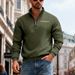 Men's Fleece-Lined Heavyweight Half-Zip Sweatshirt Winter Thermal Pullover With Stand Collar & Contrast Trim Outdoor Sportswear_viptrois.com