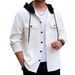 Autumn And Winter Men's Casual Sports Color Matching Hooded Sweatshirt Button Jacquard Pocket Jacket_viptrois.com