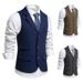 Men's Cos Herringbone Tweed Suit Vest Retro Lapel Single-breasted Vest Vest_viptrois.com
