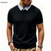 Summer Style Faux Two-Piece Short Sleeve Polo Shirt Shirt Collar T-Shirt Cable Knit Casual Knitwear For Men_viptrois.com