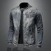 Men's Denim Jacket European And American Casual Retro Large Size Stand Collar Zipper Jacket Cycling Motorcycle Clothing Trend_viptrois.com