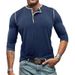 Men's Clothing Long Sleeve Henley Shirt Cotton Blend Casual T-Shirt For Autumn Winter - Slim Fit Crew Neck Tee In White, Black, Navy, Olive & More_viptrois.com