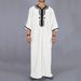Men's Clothing Long Shirt Casual Youth Ordinary Black Muslim Embroidered Robe _viptrois.com