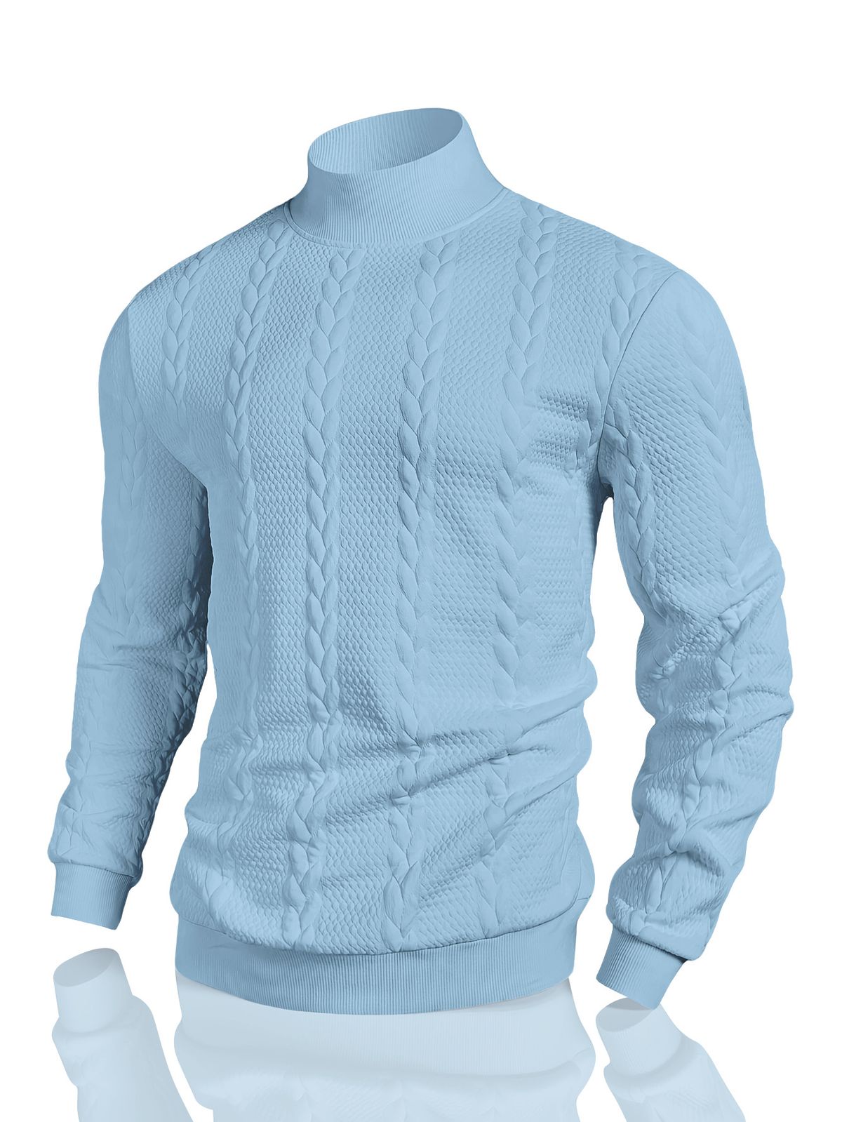 Men's High Neck Knit Sweater Winter Cable Pullover Slim Fit Long Sleeve Casual Warm Turtleneck Jumper For Autumn_viptrois.com