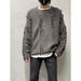 Men’s Slim-Fit Knit Sweater – Trendy Crewneck Pullover For Autumn/Winter ( Casual & Stylish Top, Acrylic Blend, Wavy Texture)_viptrois.com