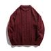 Monochrome Man- Hanlu Japanese Style Men's Cable Knit Solid Color Crew Neck Sweater Unisex Autumn Winter Loose Retro Knitted Cardigan_viptrois.com