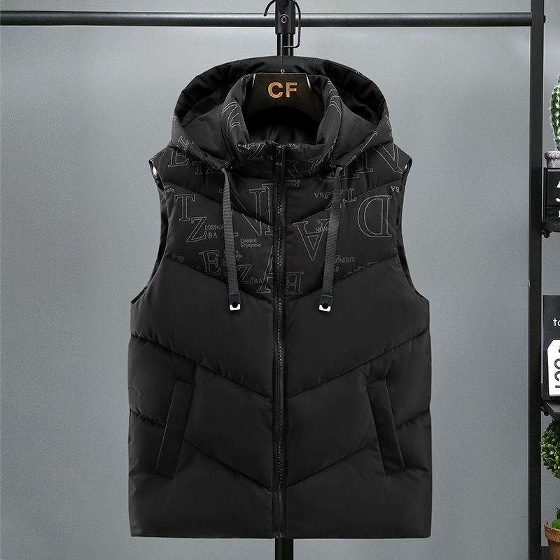 New color blocked vest for men in autumn and winter, trendy down cotton thick warm vest, oversized camisole jacket_viptrois.com