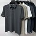 Men's Clothing High End Mesh Ice Silk Short Sleeved T Shirt Collar Summer Solid Color New Slip Material Polo_viptrois.com