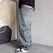 Men's Clothing Jeans For Men High Street Fashion Brand Washed Distressed Scimitar Pants Versatile Loose Straight Casual Trousers For Men_viptrois.com