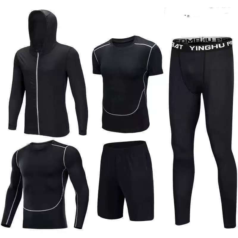 Men's 5-Piece Quick-Dry Basketball & Running Set – Breathable Milk Silk Hoodie & Training Outfit (Gym, Football, HIIT)_viptrois.com