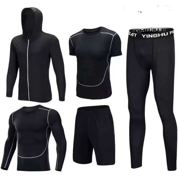 Men's 5-Piece Quick-Dry Basketball & Running Set – Breathable Milk Silk Hoodie & Training Outfit (Gym, Football, HIIT)_viptrois.com