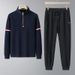 High End Men's Sportswear Set Casual Loose Fit Plus Size Fashionable Two-Piece Outfit With Half Zip Sweatshirt And Sweatpants For Spring And Autumn_viptrois.com