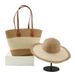 Fashionable Straw Hat Five Strand Braided Straw Bag Two Piece Set Large Capacity Commuter Tote Bag Set Classic Woven Bag_viptrois.com
