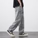 Men's Clothing Loose Straight Personalized Laser Burnt Flower Jeans Street Loose Straight Casual Trousers_viptrois.com