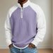 Men's Long-sleeved Polo Shirt Fashion Color Matching Printing Large Size Spring And Autumn Waffle_viptrois.com