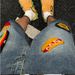 Men's Clothing Creative Fries Towel Embroidered Denim Shorts Men's Summer Retro Wide Leg Straight Loose Trendy Brand Seven Point Pants_viptrois.com