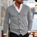 Men's Sweater Coat, Autumn And Winter New Knitted Sweater, Men's V-neck Long-sleeved Slimming Cardigan, Sweater_viptrois.com
