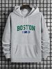 Men's Autumn And Winter Casual Fashionable Loose Hooded Sweatshirt Boston Est 1997 Classic Letter Printed Warm Long Sleeved Pullover_viptrois.com