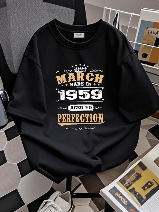 1959 March Aged To Perfection - Made In T-Shirt Unisex Versatile Casual Designer Clothes Summer Graphic Stretched Stylish Slightly Soft_viptrois.com