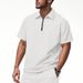 Men's Heavyweight Checkered Jacquard Collared Shirt Casual Loose Fit Half Zip Short Sleeve Breathable Cotton Blend Summer Top_viptrois.com