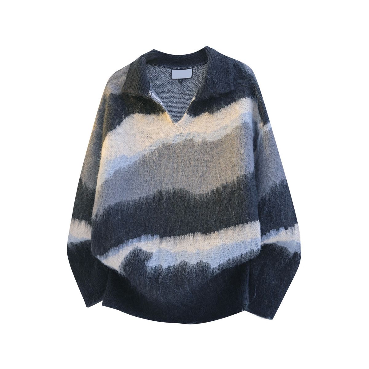Unisex Oversized V-Neck Sweater – 90s Grunge Stripes & Drop Shoulder (S-XXL, Slouchy Streetwear)_viptrois.com