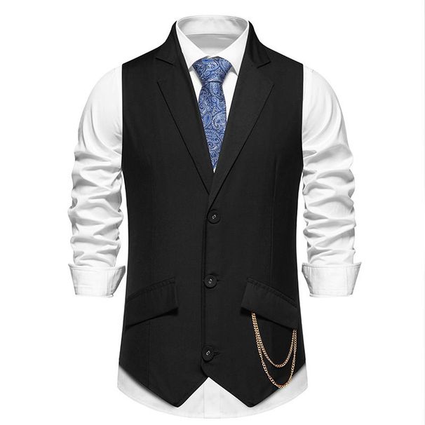 Men's Suit Vest Wedding Party Lapel Chain With Vest Vest_viptrois.com