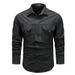 Vintage Work Shirt For Men, Long Sleeve Casual Loose Fit Spring Style, Trendy Retro Denim Shirt Jacket_viptrois.com
