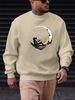Men's Loose, Casual, Fashionable Astronaut Moon Pattern Printed Round Neck Long Sleeved Sweatshirt For Autumn And Winter_viptrois.com