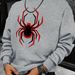 Men's Loose Casual Fashionable Spider Pattern Printed Round Neck Long Sleeved Sweatshirt Suitable For Autumn And Winter Wear_viptrois.com