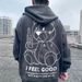 Loom National Trend European American High Street Oversize Loose Hooded Sweatshirt For Men Spring And Autumn Thin Cardigan_viptrois.com